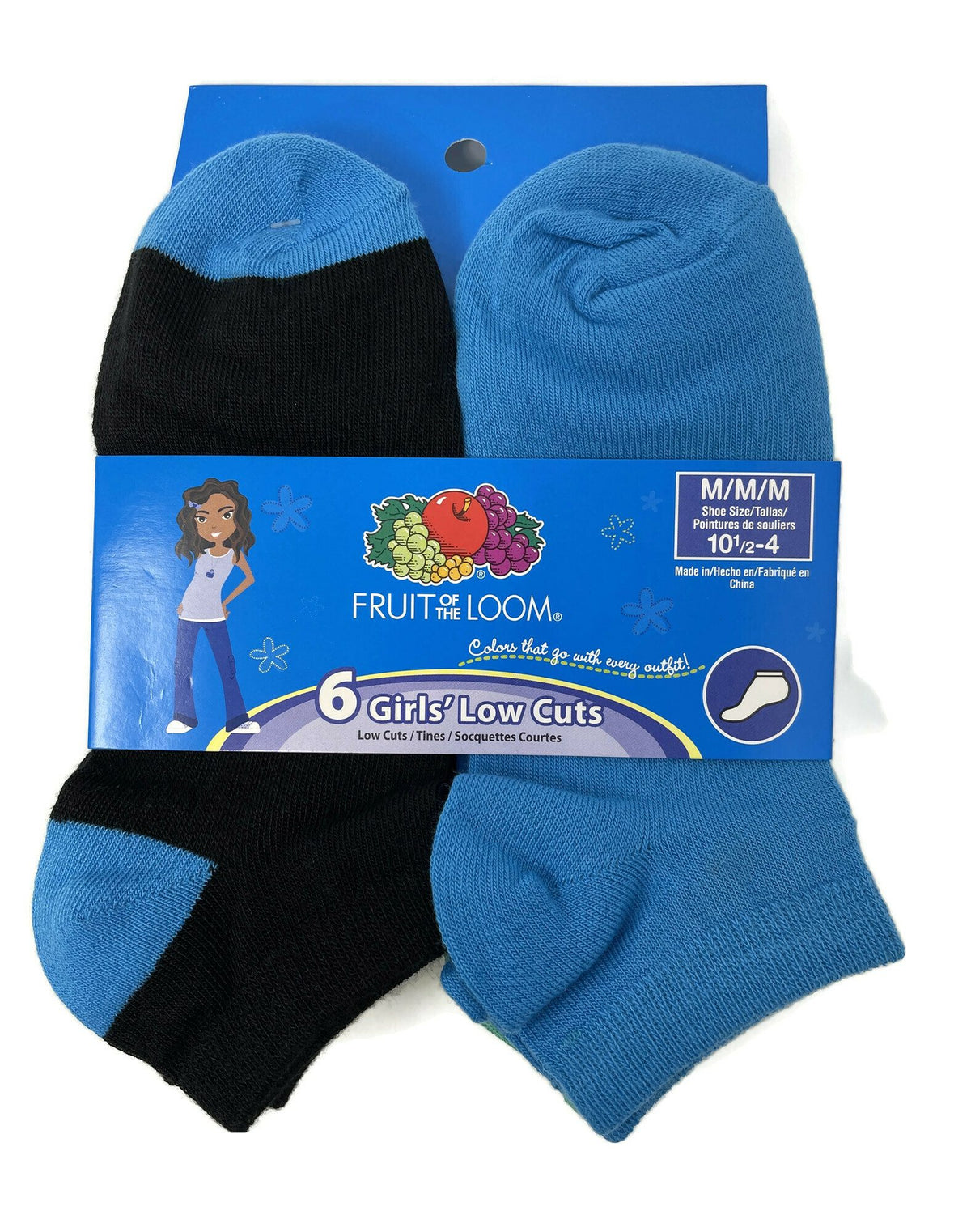Fruit Of The Loom Girls 6 Pack Low Cut Socks