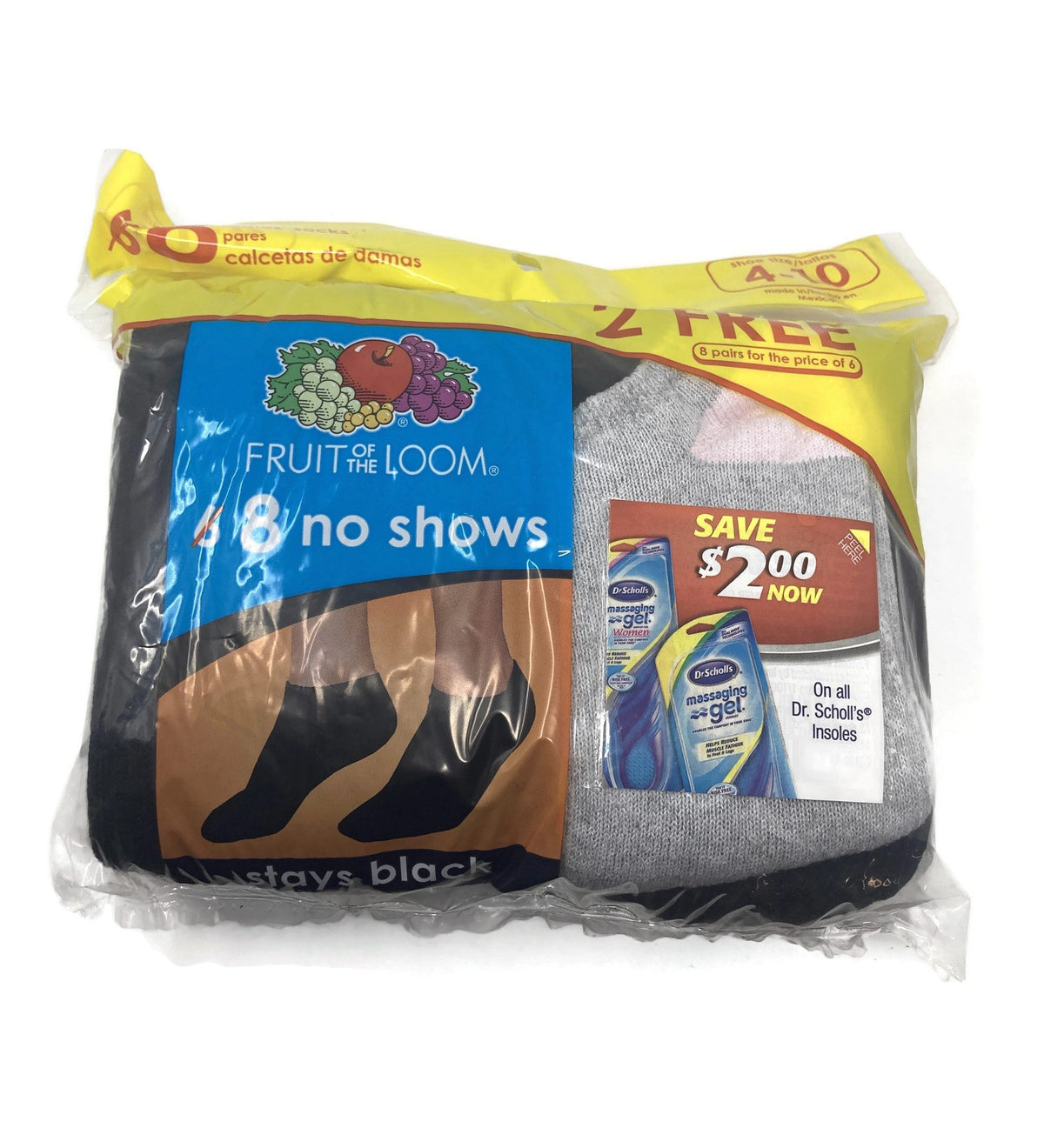 Fruit Of The Loom Womens 8 Pack No Show Socks