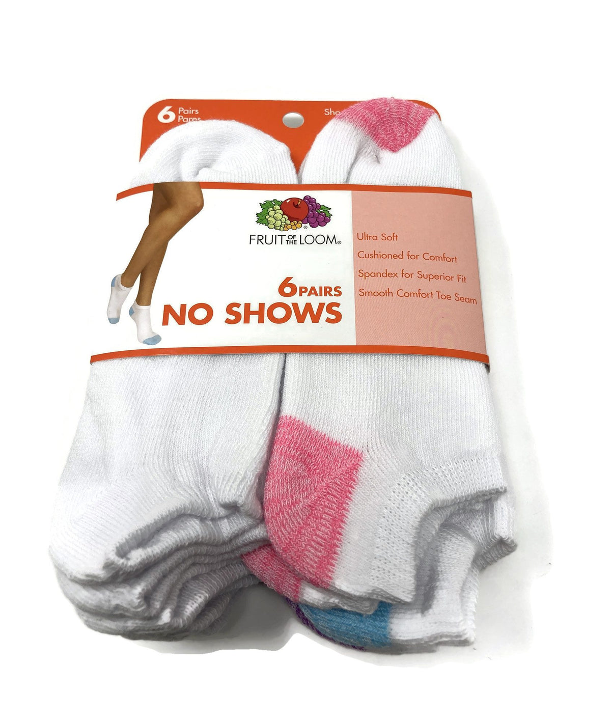 Fruit Of The Loom Womens 6 Pack No Show Socks