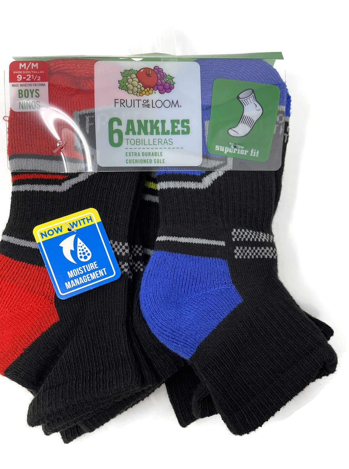 Fruit Of The Loom Boys 6 Pack Ankle Socks