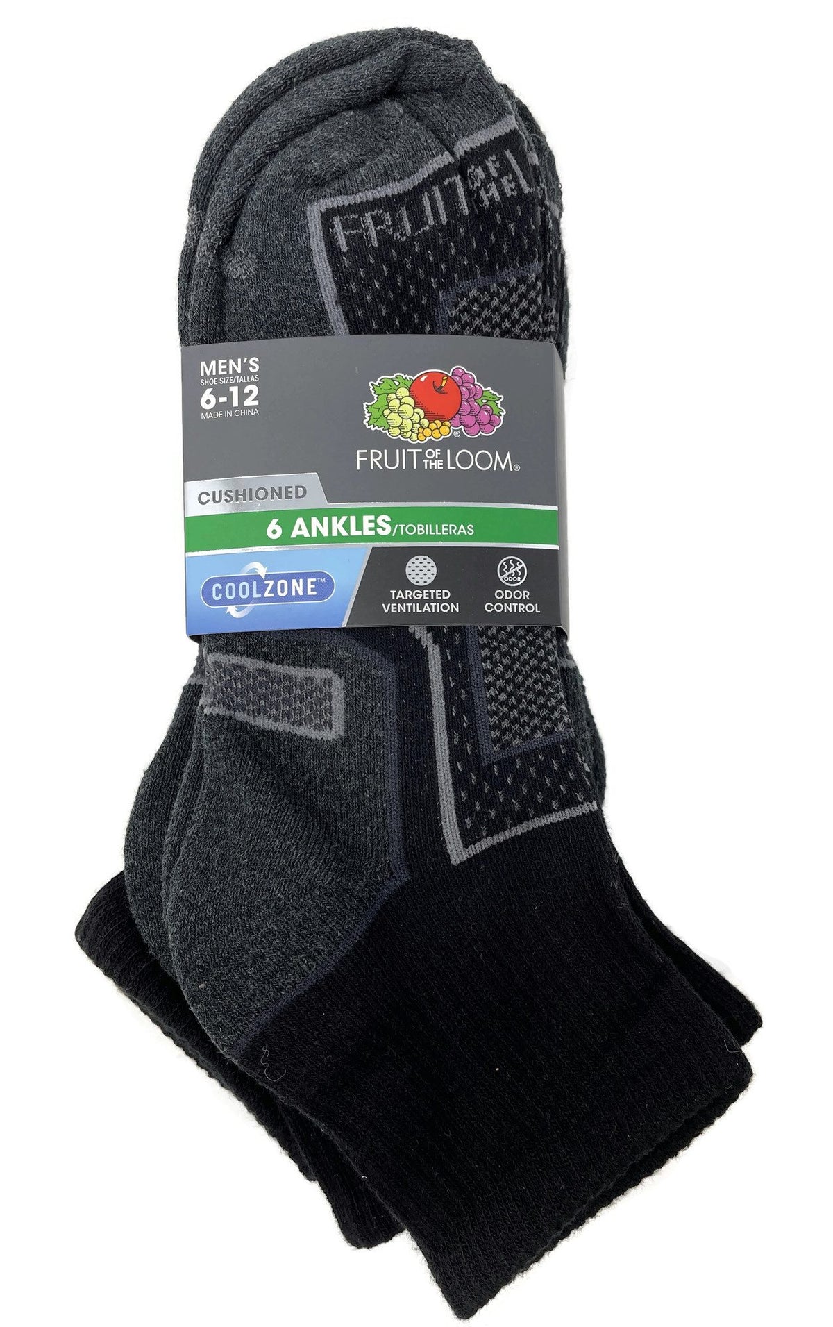 Fruit Of The Loom Mens CoolZone Ankle Socks – 6-Pairs