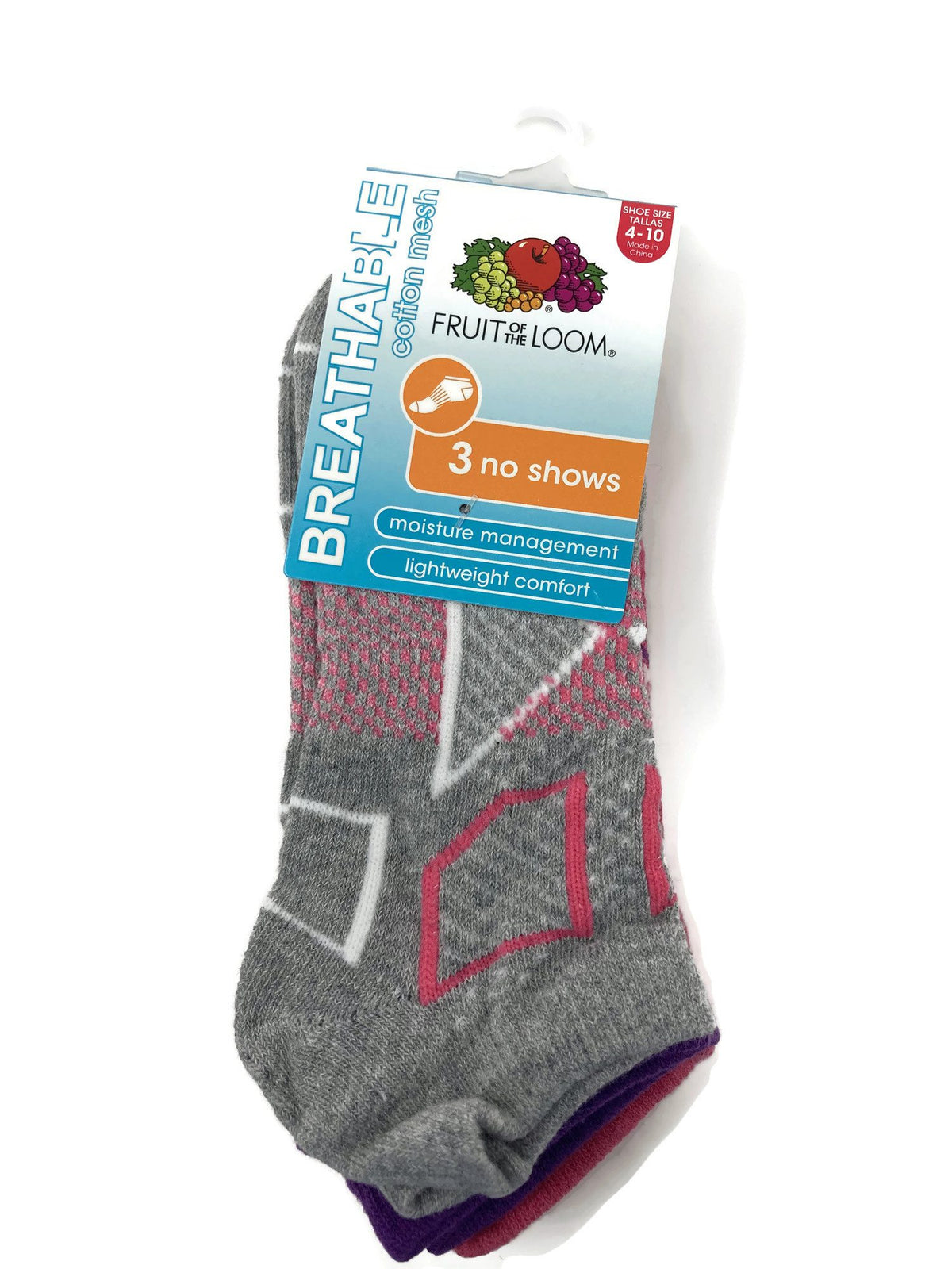 Fruit Of The Loom Womens Breathable Cotton Mesh No Show Socks 3-Packs