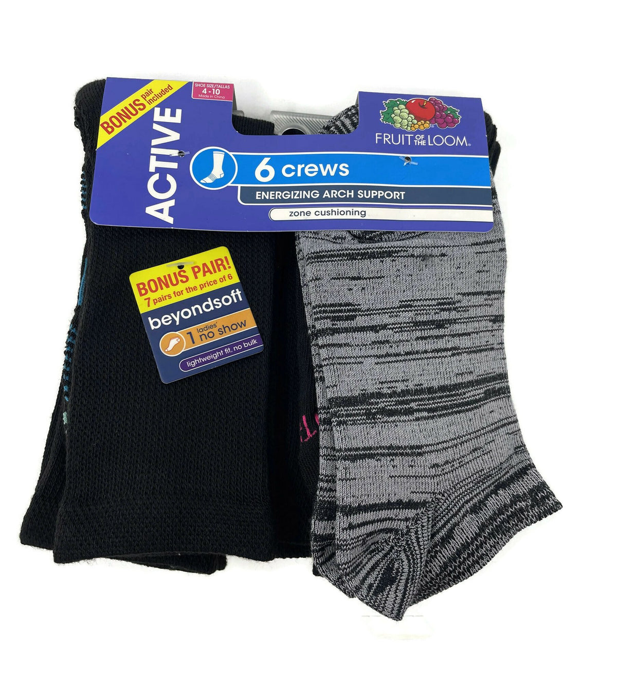 Fruit Of The Loom Womens Active 6 Pack Crew Socks