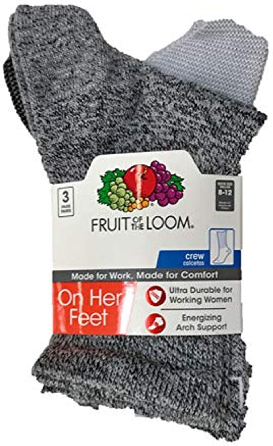 Fruit Of The Loom Womens 3 Pair On Her Feet Crew Socks