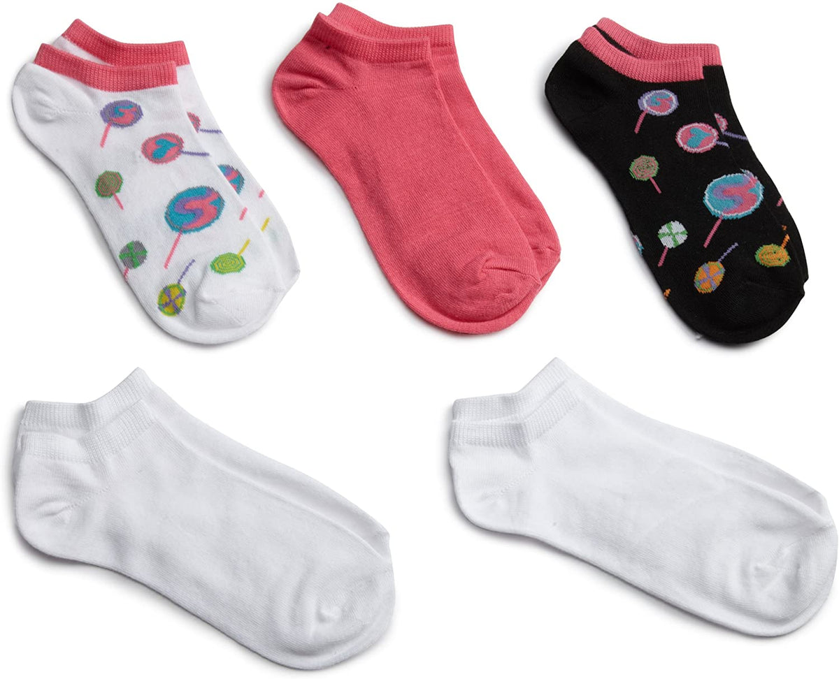 Fruit Of The Loom Girls 5 Pack Flat Knit Low Cut Socks