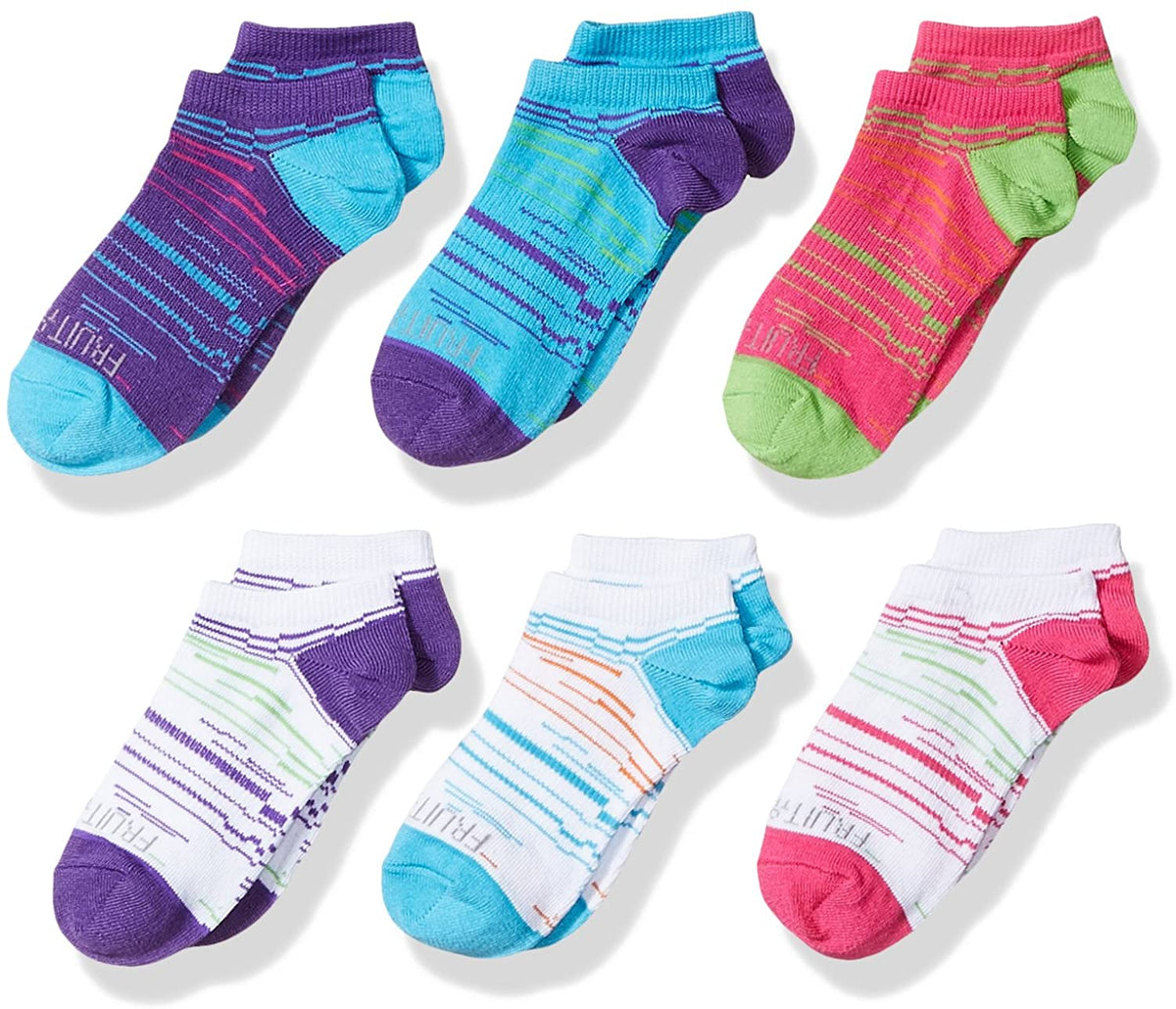 Fruit Of The Loom Girls 6 Pack No Show Socks