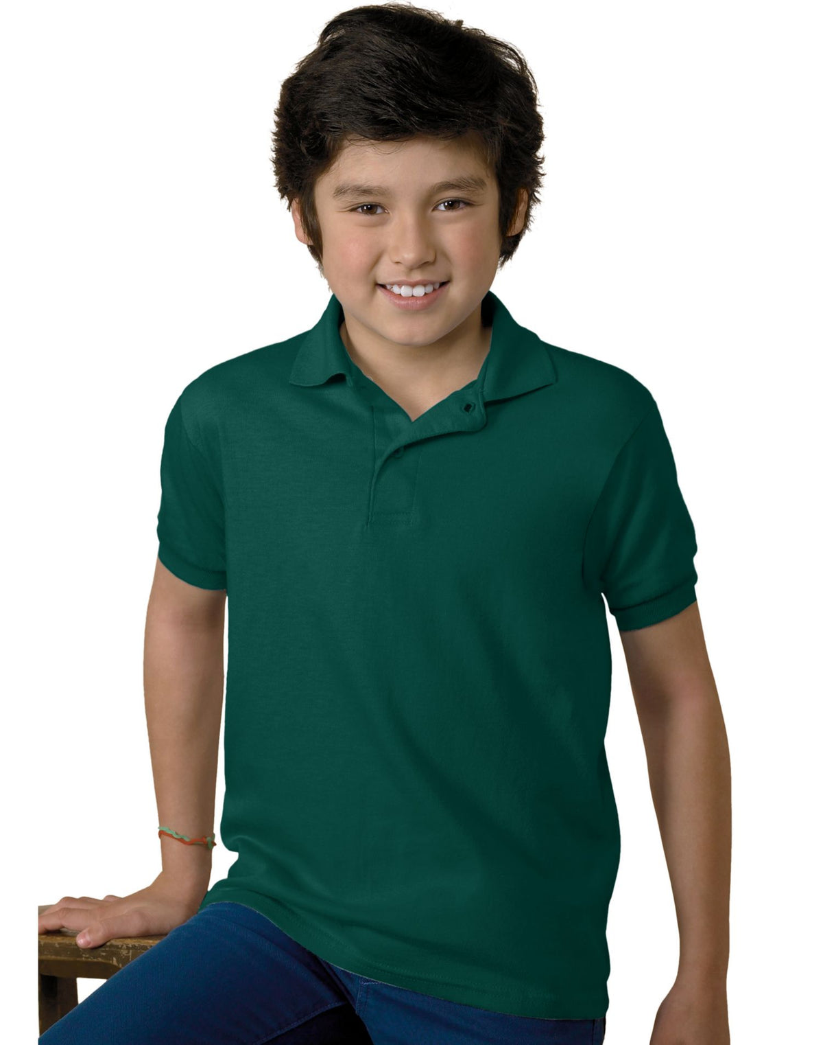 Hanes Kids Cotton-Blend EcoSmart® Jersey Polo