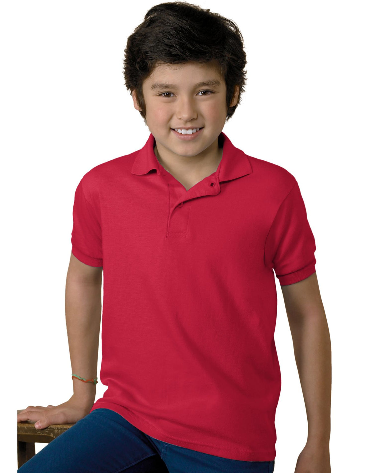 Hanes Kids Cotton-Blend EcoSmart® Jersey Polo