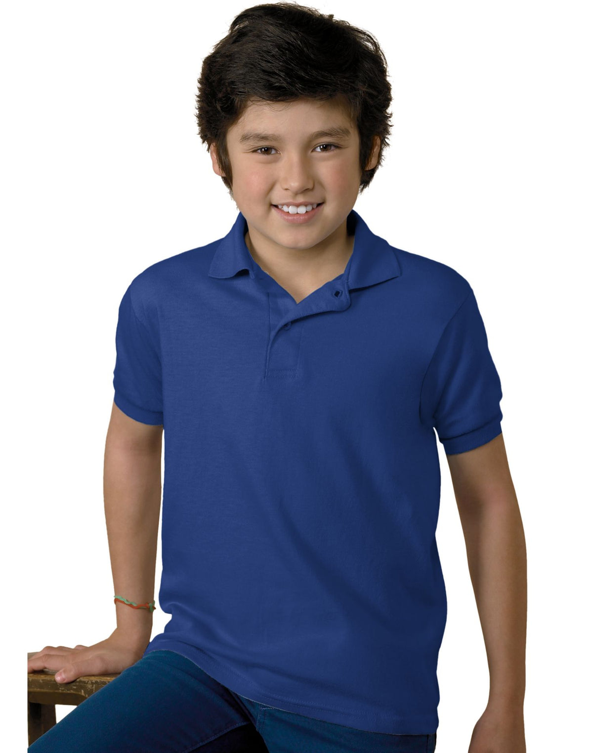 Hanes Kids Cotton-Blend EcoSmart® Jersey Polo