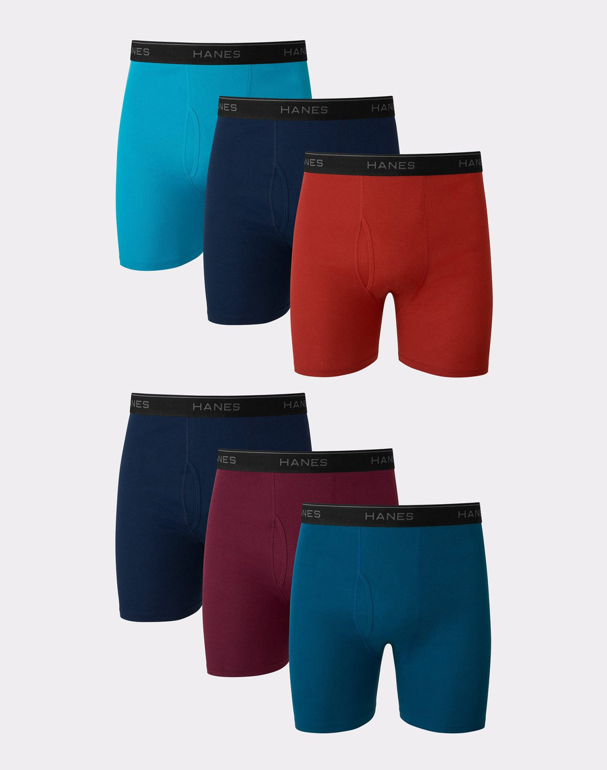 Hanes Cool Dri® Men’S Boxer Briefs Pack, Moisture-Wicking 100% Cotton, 6-Pack