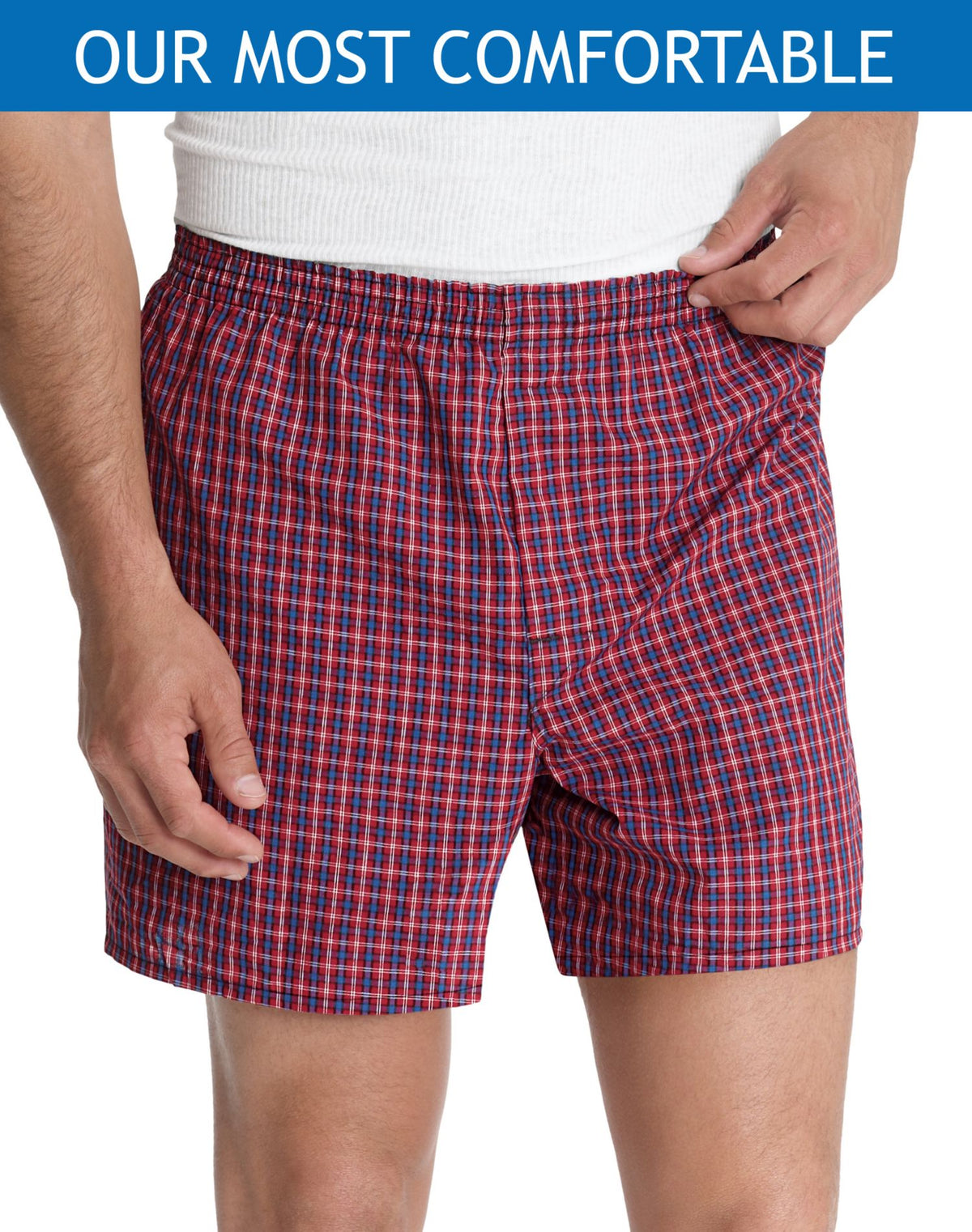 Hanes Mens Classic Yarn Dyed Exposed Waistband Boxers 5-Pack