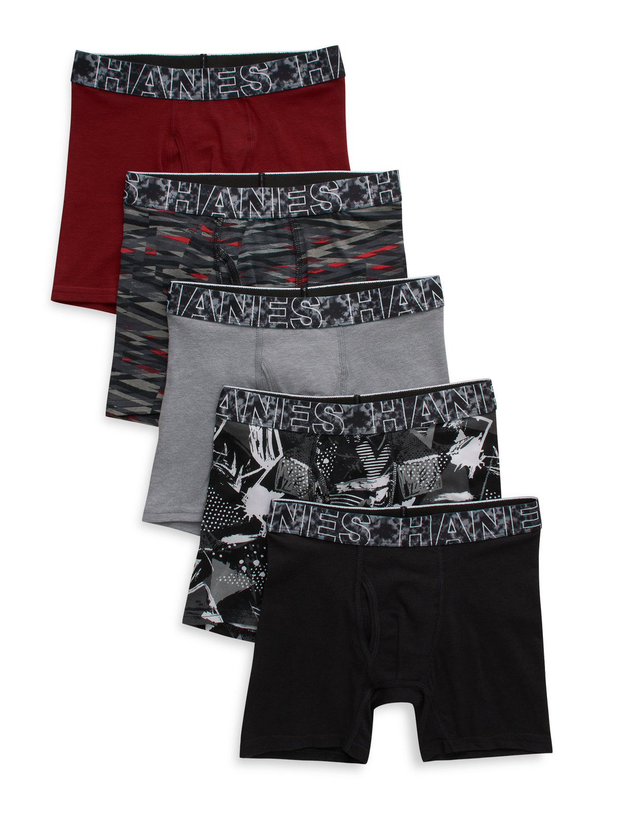 Hanes Boys Cotton-Stretch Boxer Briefs, 5-Pack