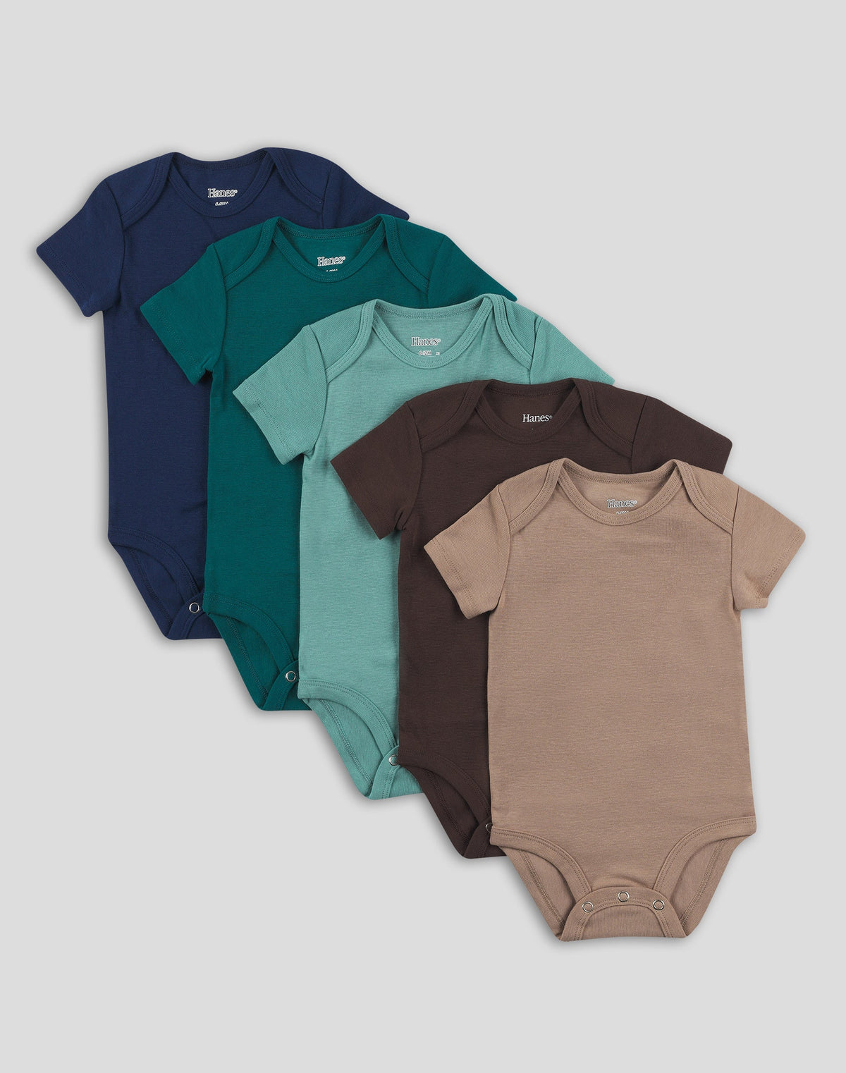 Hanes Flexy Baby Knit Short Sleeve Bodysuits, 4-Way Stretch, Boys &amp; Girls, 5-Pack