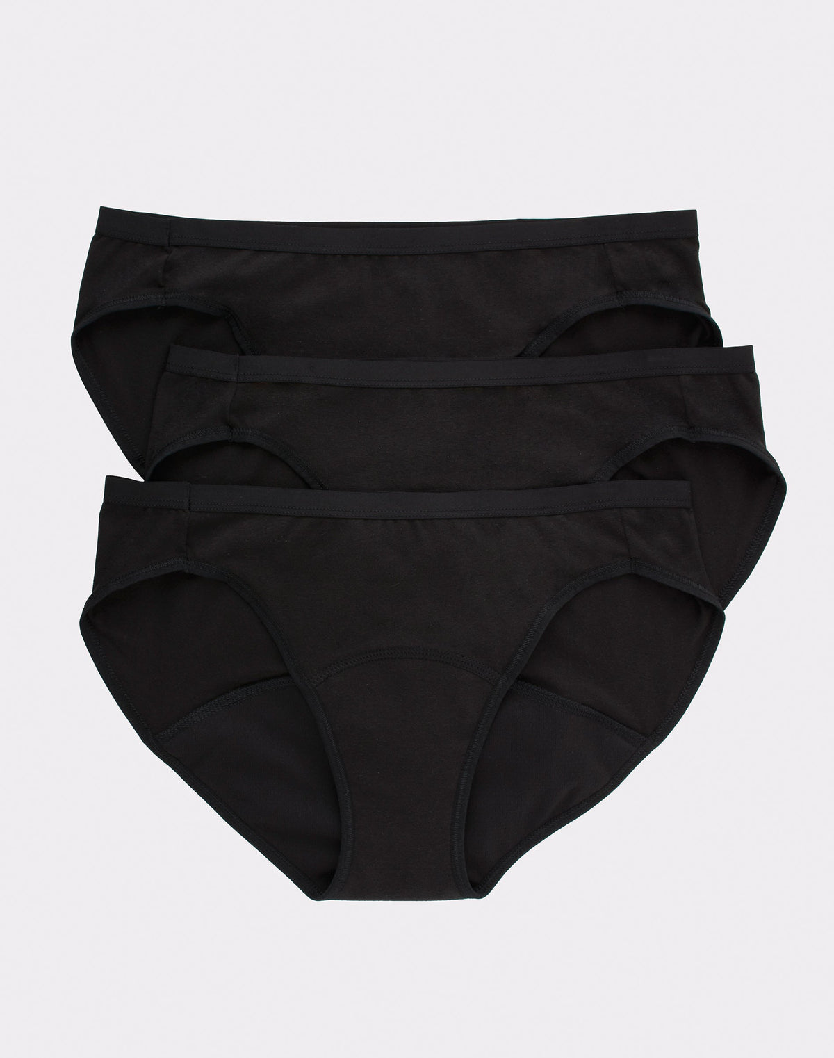 Hanes Comfort Period Moderate Leaks Black Bikini 3-Pack