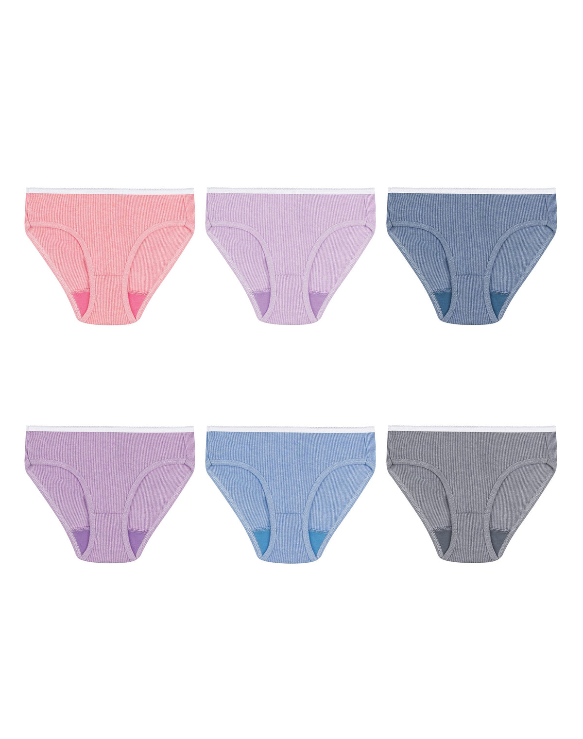Hanes Girls Ribbed Cotton Panty Hipster 6-Pack