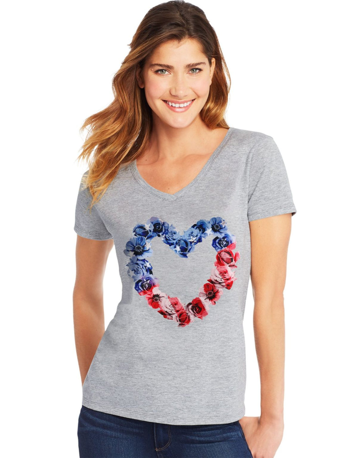 Hanes Womens Butterfly Collection Short-Sleeve V-Neck Graphic Tee