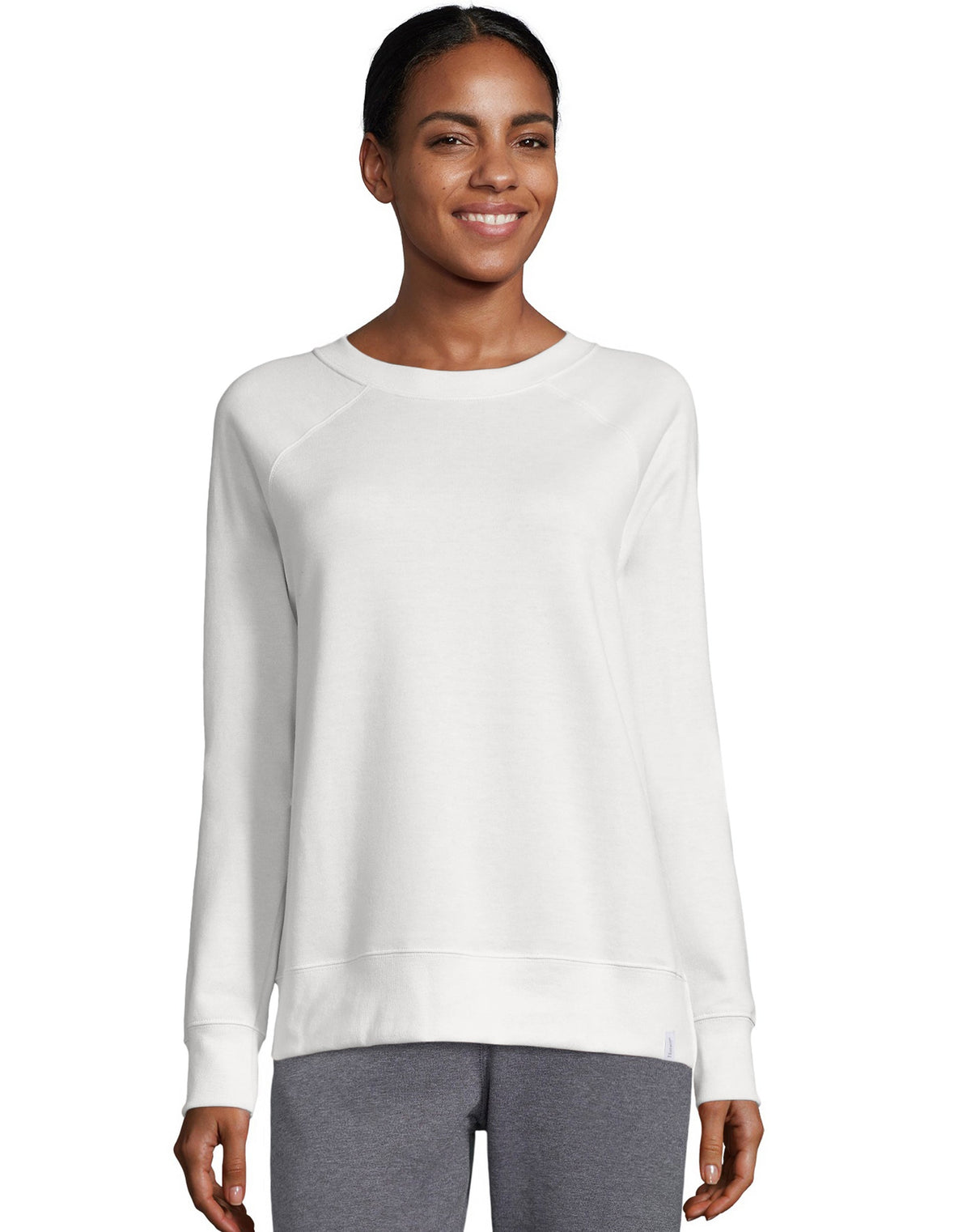 Hanes Womens Luxe Fleece Crew Sweatshirt