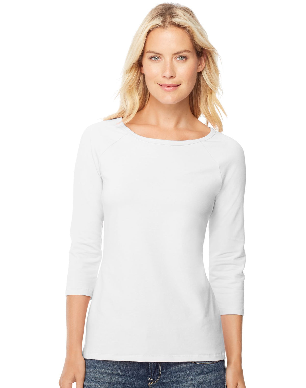 Hanes Womens Stretch Cotton Raglan Sleeve Tee