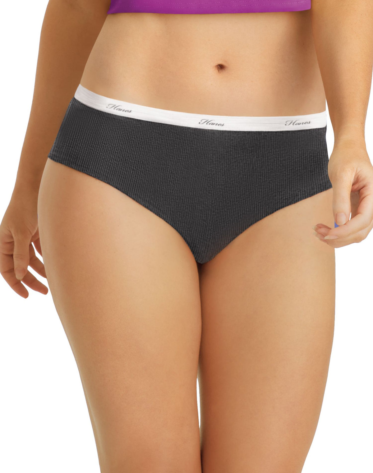 Hanes Womens Ribbed Cotton Hipsters 6-Pack