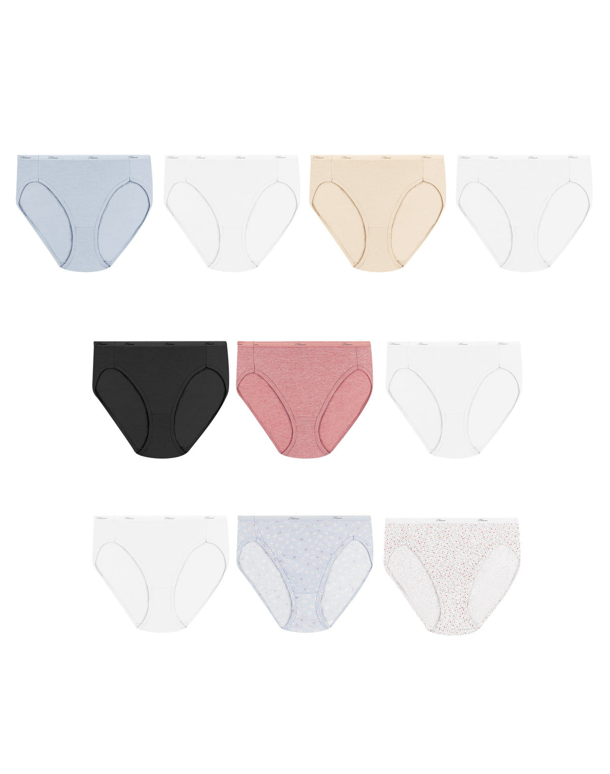 Hanes Womens Cotton Hi-Cut Panties 10-Pack