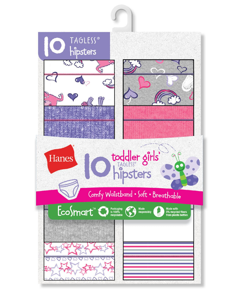 Hanes TAGLESS Toddler Girls' Cotton Hipsters