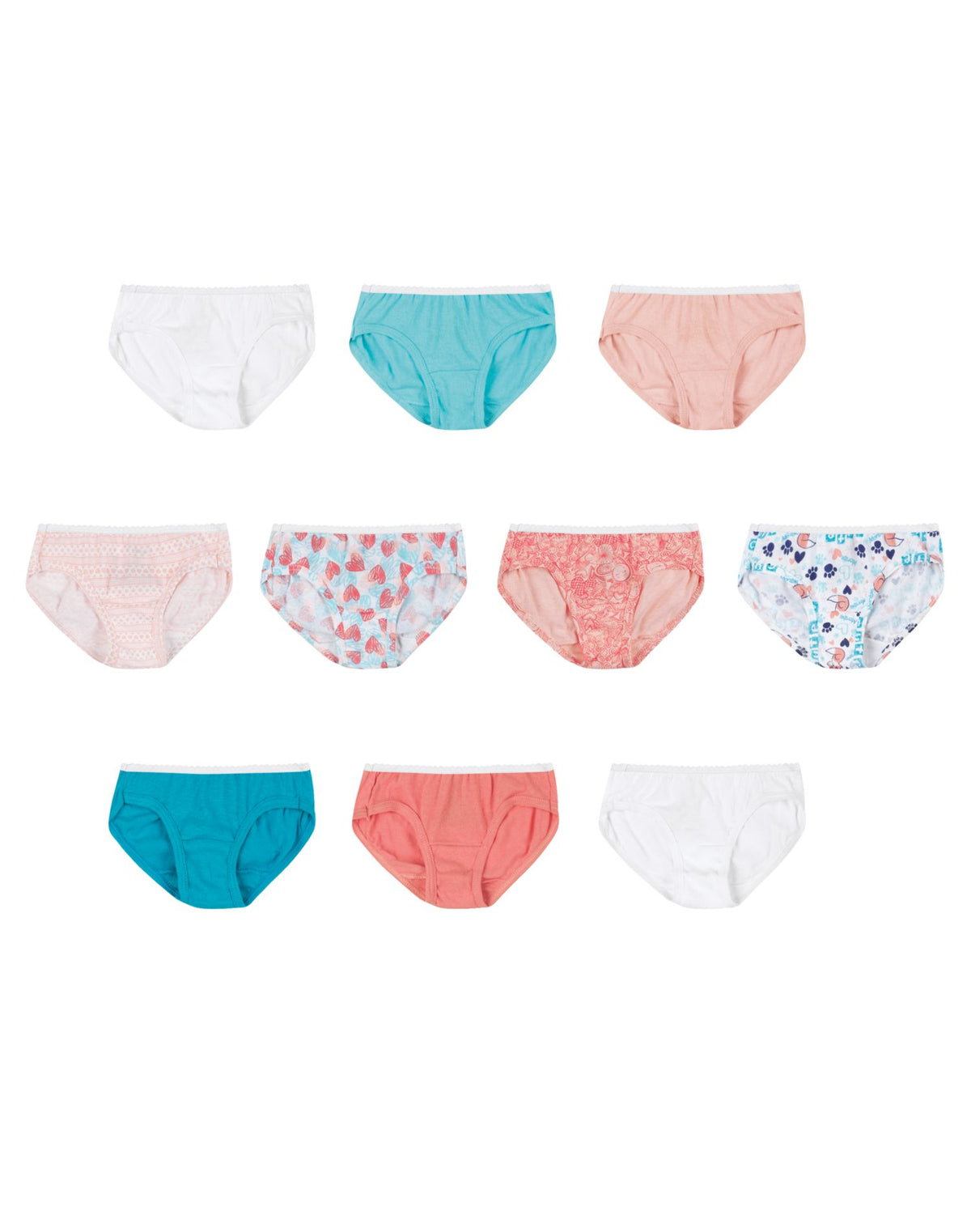 Hanes Toddler Girls Briefs Cotton Hipsters 10-Pack