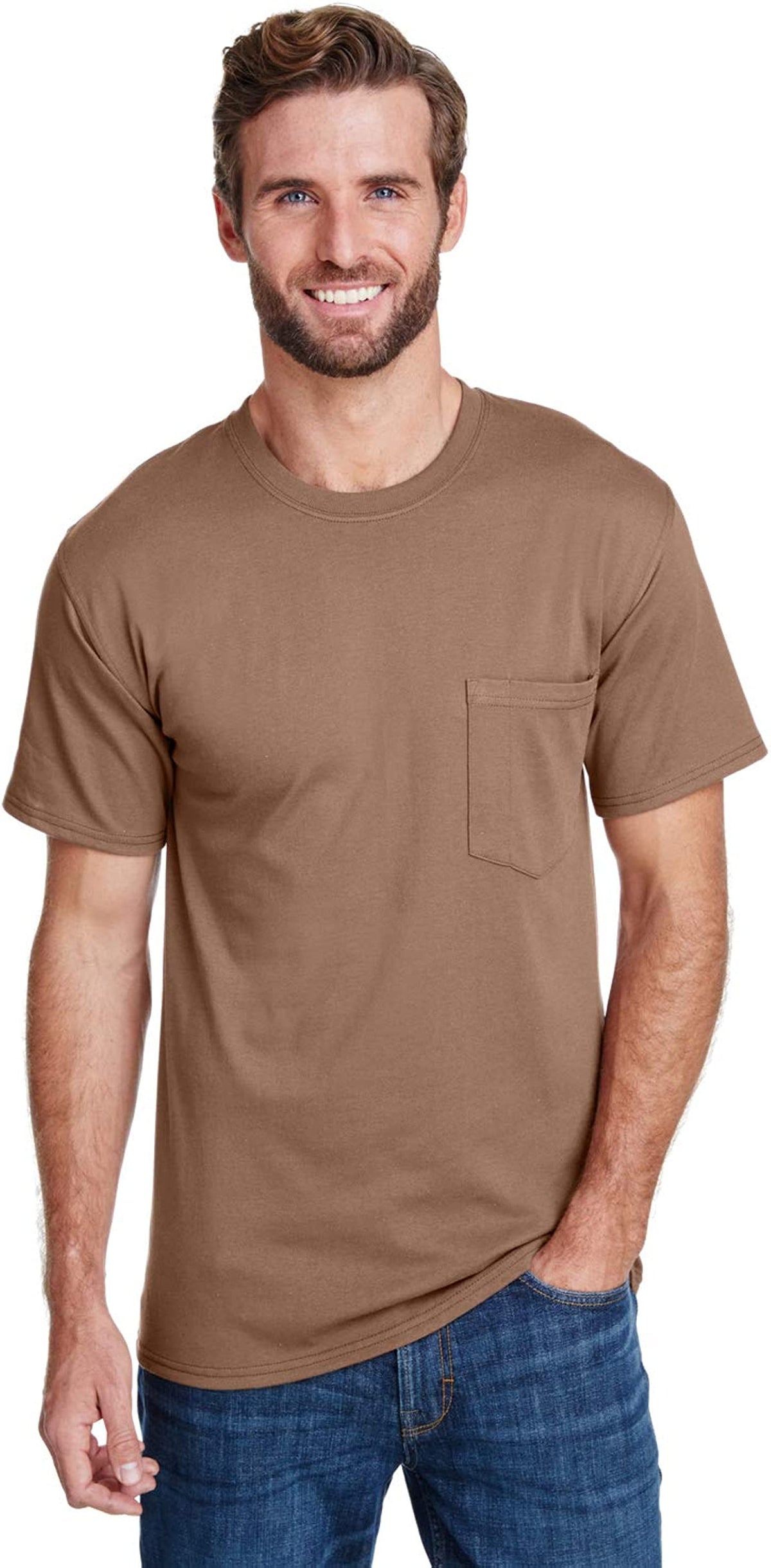Hanes Mens Workwear Short Sleeve Pocket T-Shirt