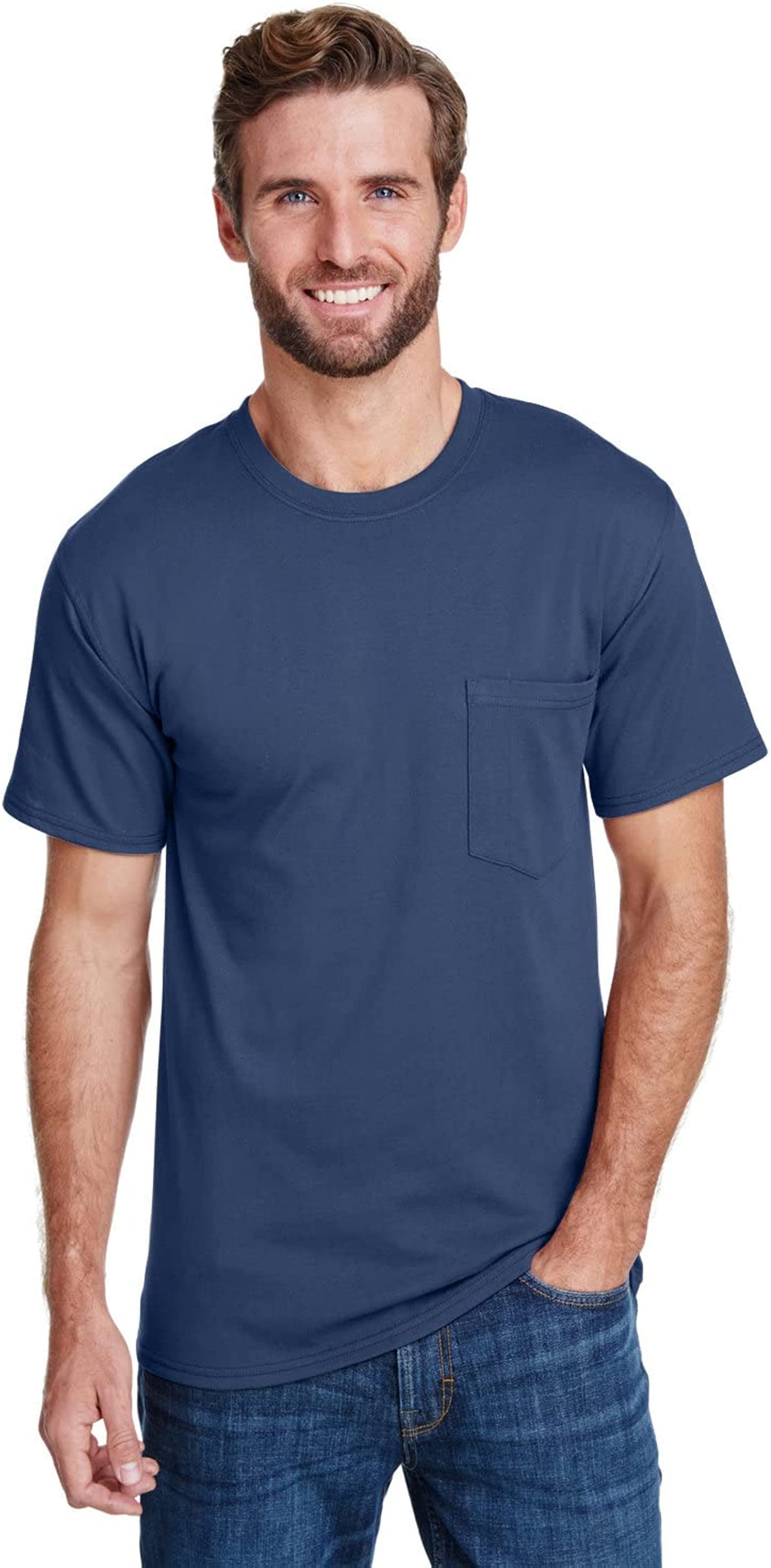 Hanes Mens Workwear Short Sleeve Pocket T-Shirt