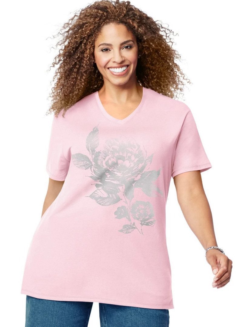 JMS Womens Big Butterfly Impression Short Sleeve Graphic T-Shirt