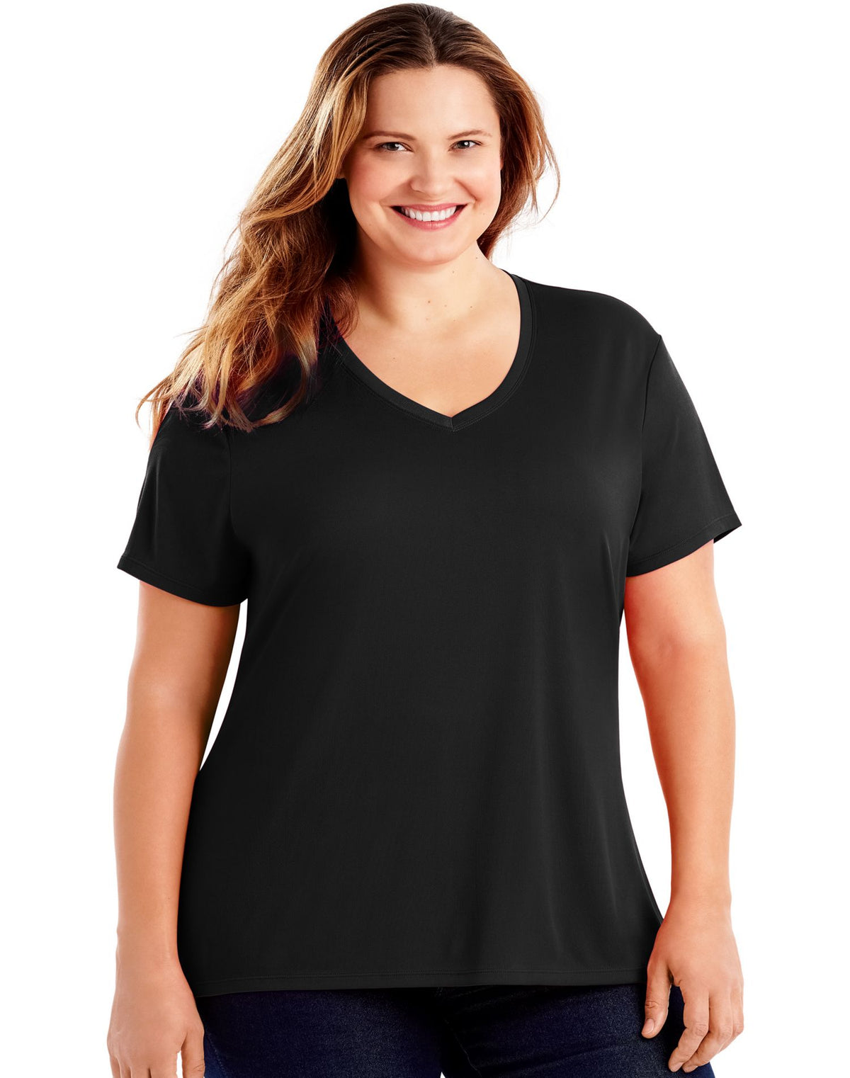 JMS Womens Cool DRI® Short-Sleeve V-Neck Tee